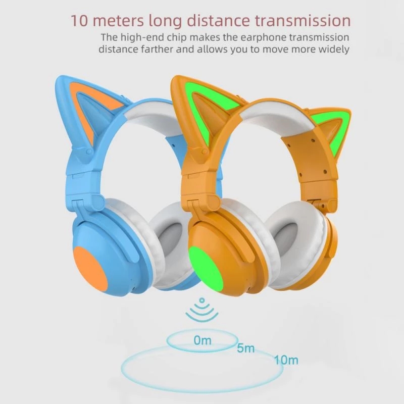 Cat Ear Wireless Bluetooth Headphone7.1 Channel StereoMusic Game Earphone WithBilateral Mic Noise Reduction HeadsetsCasque audio