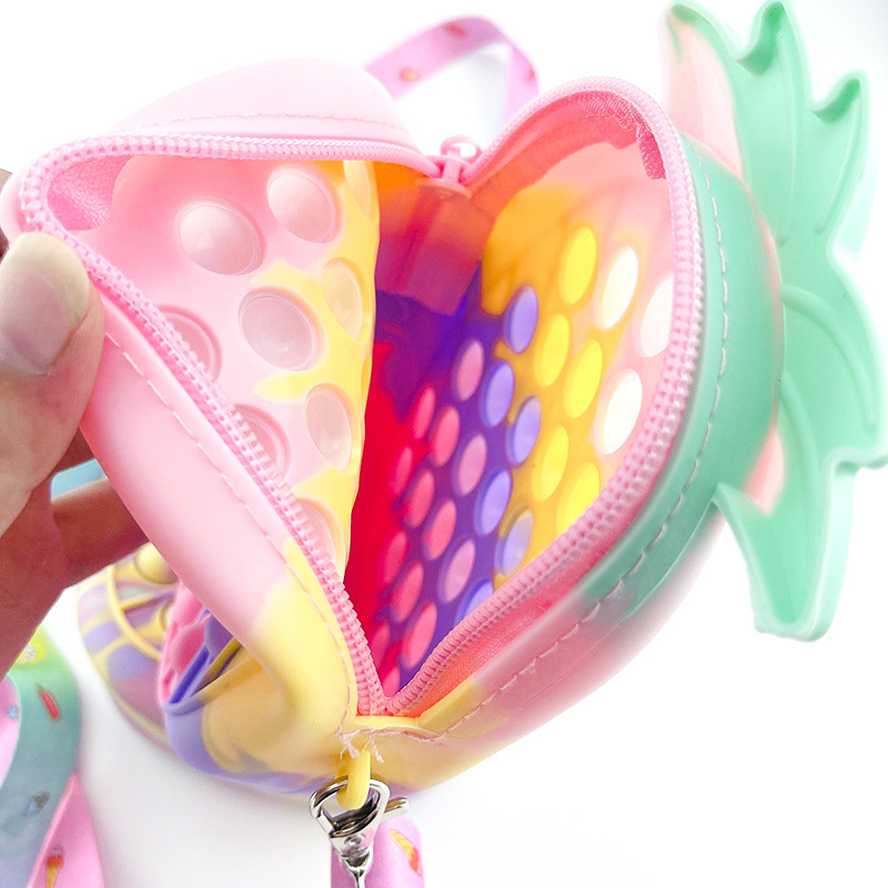 Cute Popper Sensory Popet Silicone Push Bubble Stationery Storage Bag Popite Antistress Coin Purse Fidget Toy For Kids Children