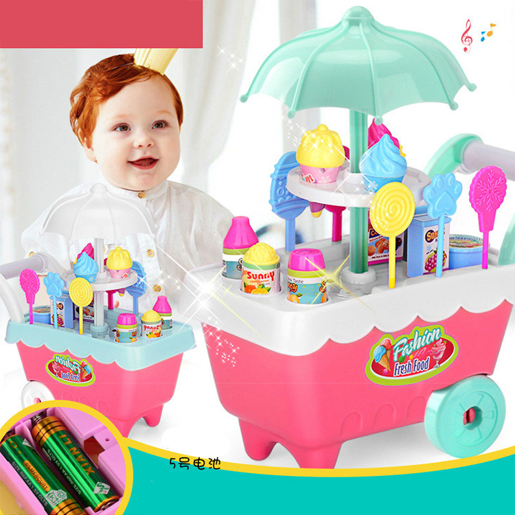 Children's simulation candy ice cream trolley girl puzzle play set toys