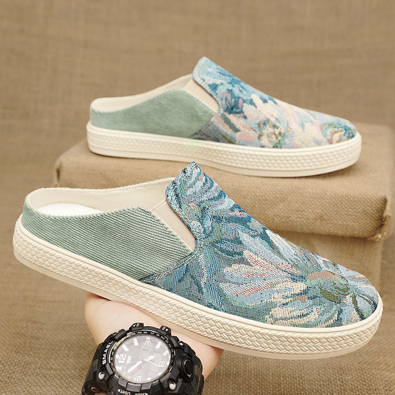 Men's Canvas Slippers Summer New Outdoor Anti-slip Soft-sole Fashion Male Casual Slippers Half Slippers