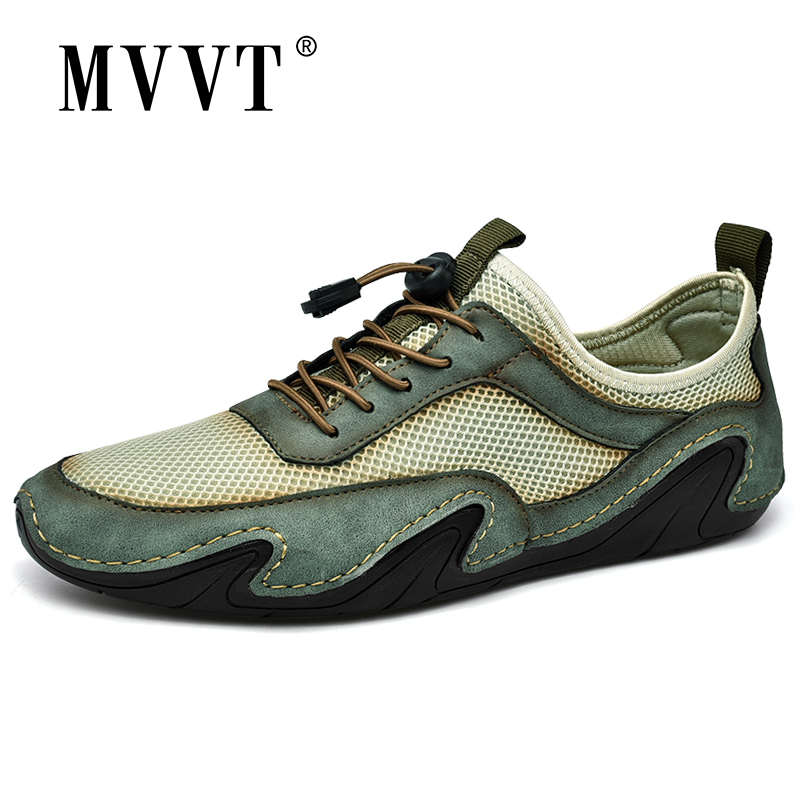 Breathable Genuine Leather Shoes Men Loafers Octopus Leather Casual Men Shoes Summer Driving Shoes Flats Lace-Up Footwear