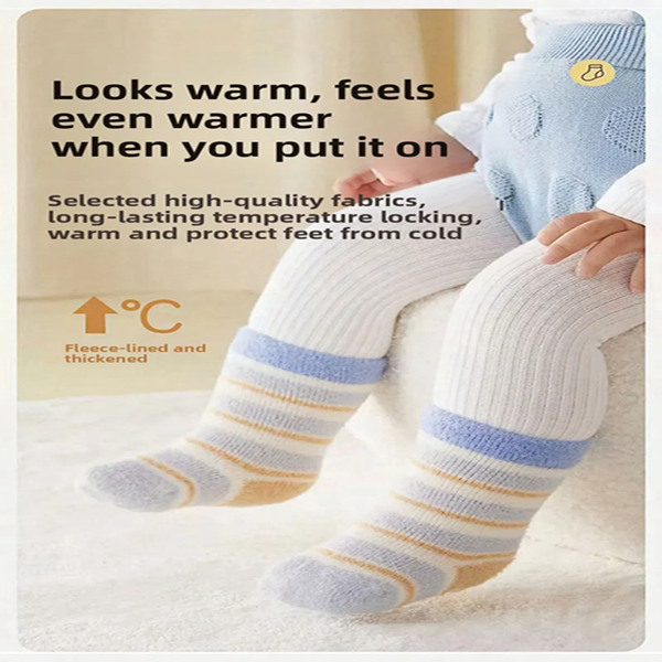 3 Pairs Kids Winter Socks Cute Cartoon Bear Rabbit Thick Plush Warm Middle Tube Socks for Boy Girl Newborn Anti-Cold Sleep Socks