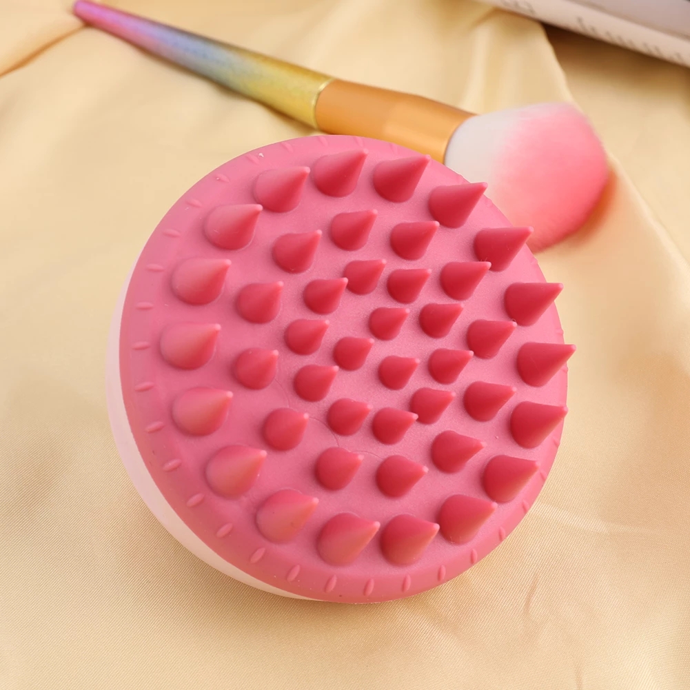Portable Silicone Shampoo Brush Handheld Round Soft Scalp Hair Care Massage Bath Brush