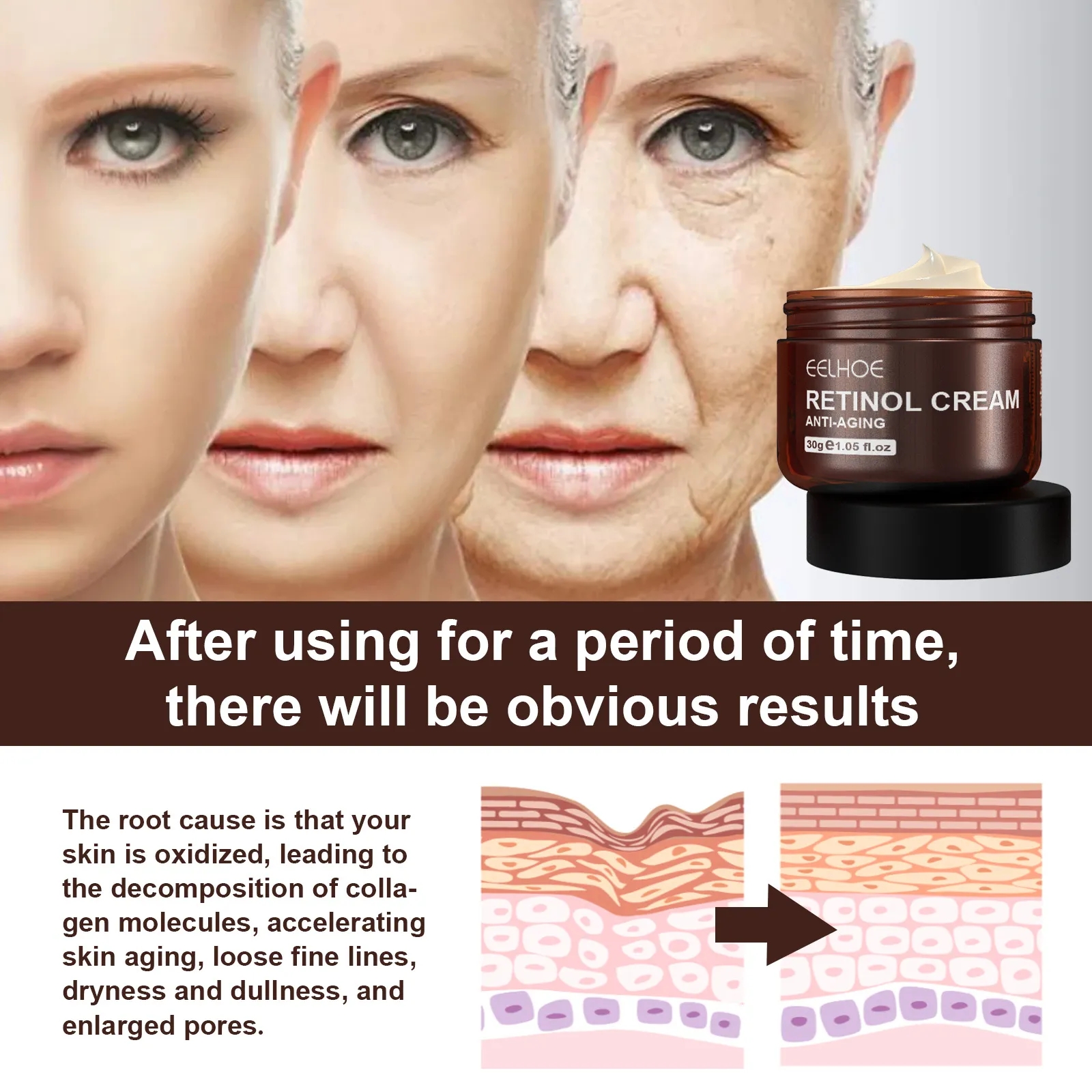 Anti Aging Facial Cream Retinol Original Remove Wrinkles Lifting Firming Cream Reduce Fine Lines Whitening Brightening Skin Care