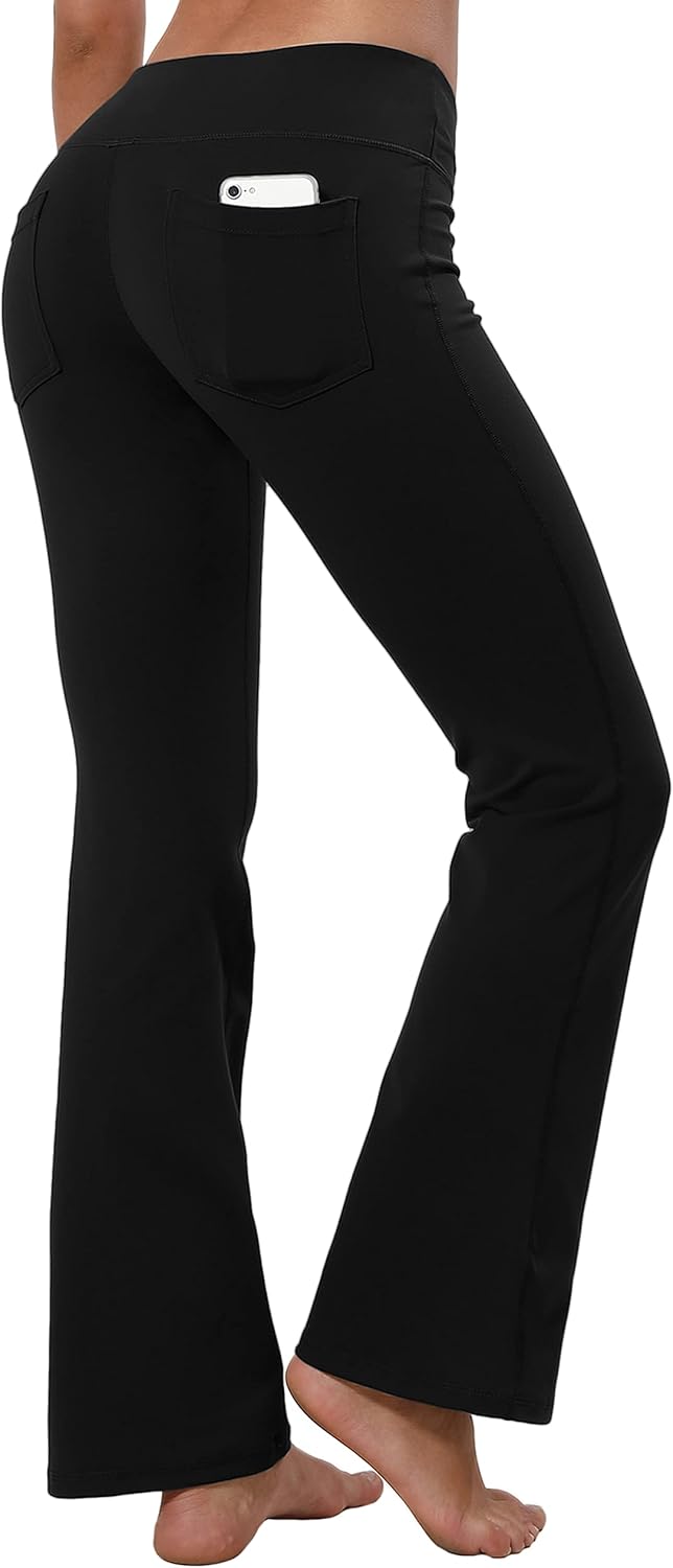 BUBBLELIME 29"/31"/33"/35" 3 Styles Women's Bootcut Yoga Pants Basic/Back Pockets High Waist Workout Tummy Control Flare