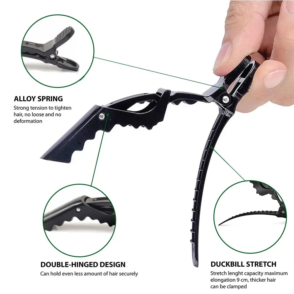 6pcs/set Alligator Hair Clip Hairdressing Clamps Plastic Hair Claw Professional Barber for Salon Styling Hairpins