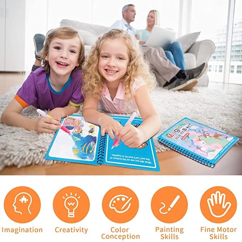 5 / Magical Book Water Drawing Montessori Toys Reusable Coloring Book Magic Water Drawing Book Sensory Early Education Toy