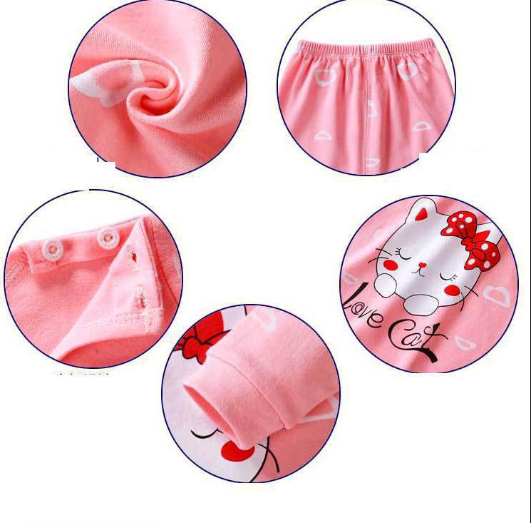 0-3T New Baby Kids Pajamas Sets Cotton Long Sleeved Tshirt+pant Cartoon Girl Clothing Autumn 2pcs Sleepwear Suit Pyjama Trousers