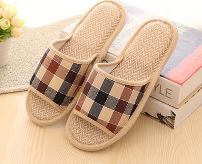 Linen slippers home men and women indoor slippers non-slip summer sandals slippers men and women