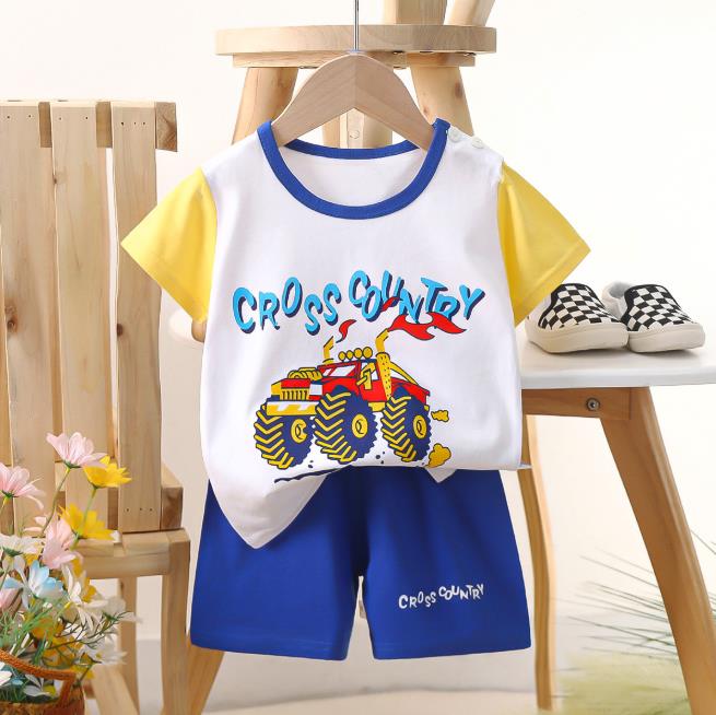 2Pcs Children's Clothing Boys Summer Suit Baby Infant Kids Clothes Short-sleeved T-shirt two-piece 01-2-3-4 years old