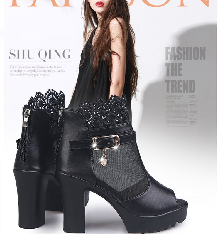 new high heel sexy square heel sandals women high heels party ladies shoes fish mouth toe high heel pumps