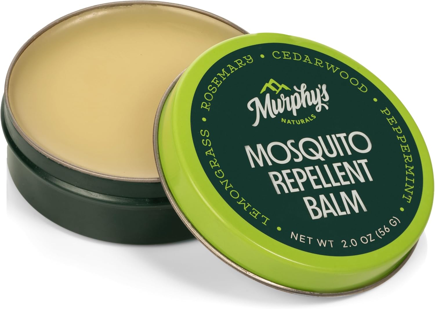 Murphy's Naturals Mosquito Repellent Balm for Outdoor Patio, Hiking, Camping, Plant-Based with Cedarwood, Lemongrass & Rosemary, 2 oz