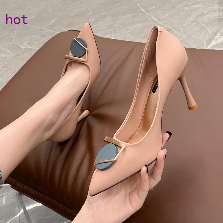 Fashion Buckle Pumps Women High Heel Shoes Elegant Rhinestone Ladies Office Shoes Pointed Toe Women Party Wedding Shoes Pumps