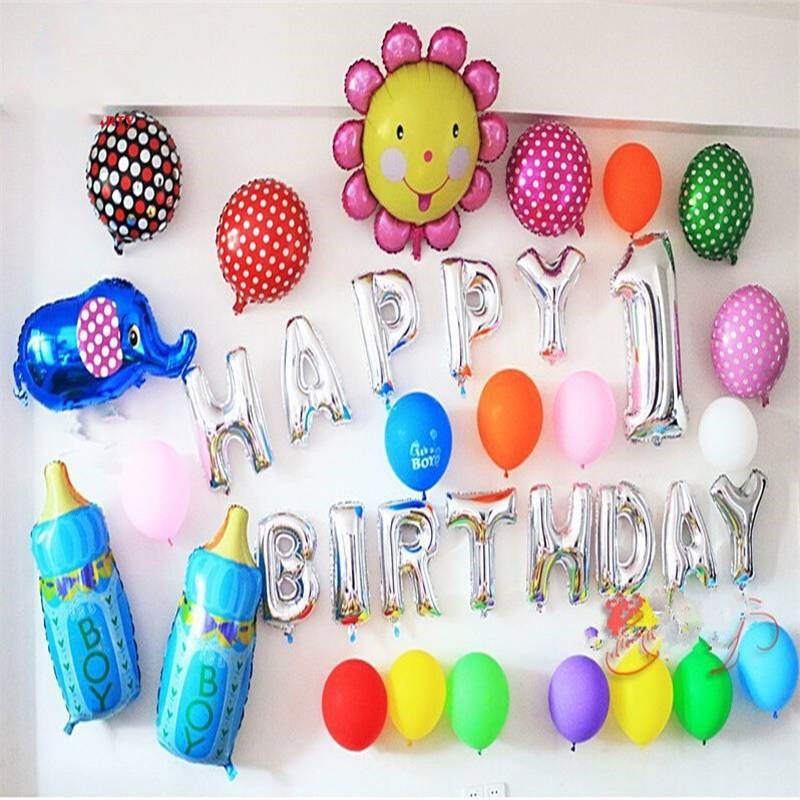16 inches Multicolor Letters HAPPY BIRTHDAY Foil Balloons Silver Gold Children Letter Ballons party Decorations Supplies