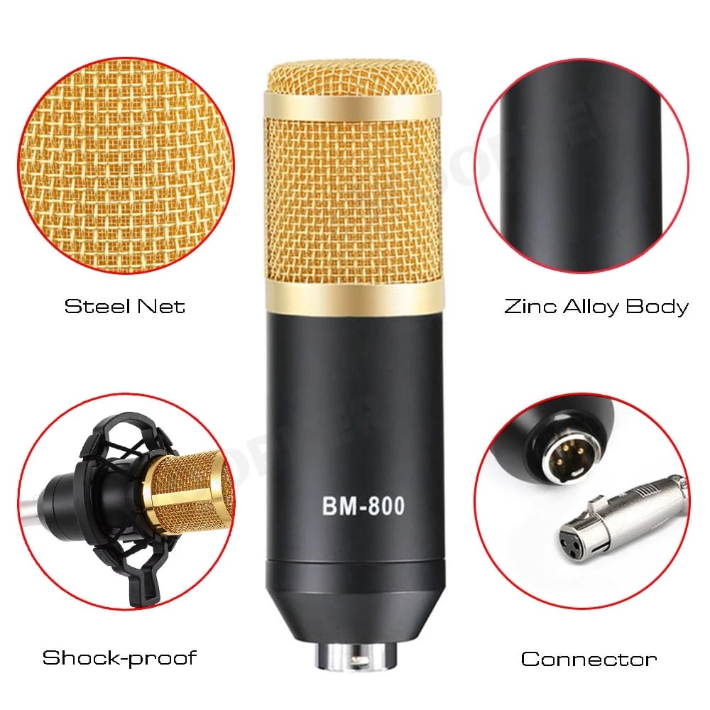 BM-800 karaoke condenser microphone for PC studio broadcasting singing recording microphone microphone kit