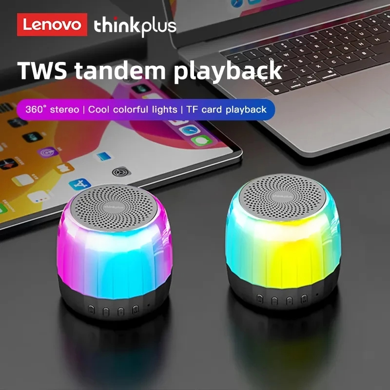 Original Lenovo K3Plus Portable TWS Mini Speaker Bluetooth 5.2 Outdoor/Indoor Speaker RGB 360° Surround Sound Subwoofer TF USB