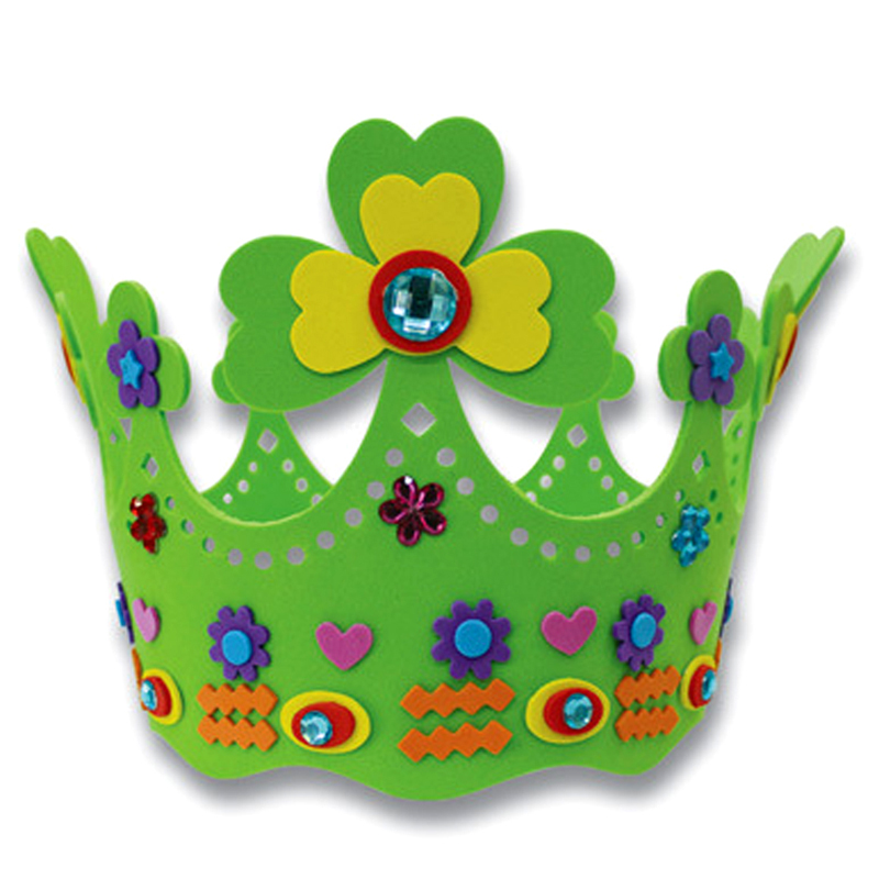 Cute 3D EVA Handmade Crown Craft Cartoon Baby Kids Birthday Headwear Crown DIY Hat Handcraft Toy Random Color