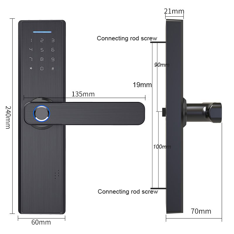 Wifi Electronic Door Lock With Tuya APP Remotely / Biometric Fingerprint / Smart Card / Password / Key Unlock