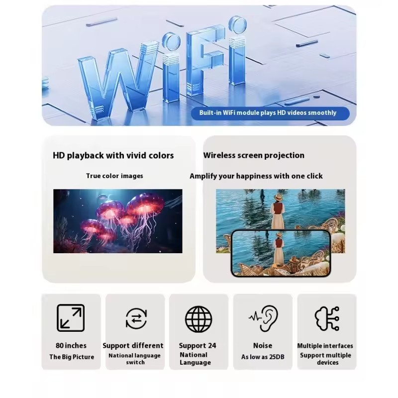 HY200 new MINI wireless high-definition portable home gun barrel projector outdoor car projection