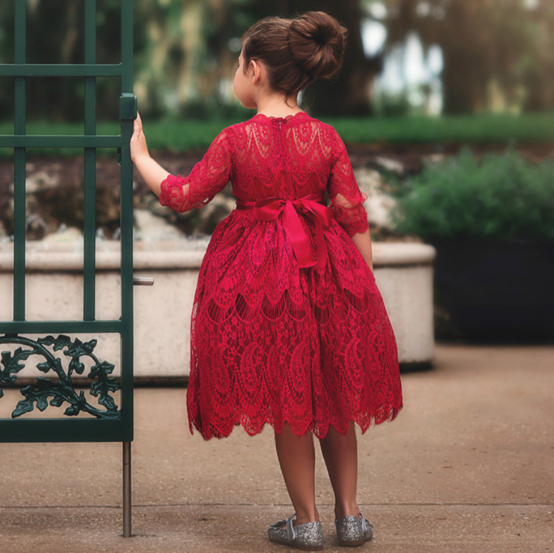 Autumn and winter explosions children's wear long-sleeved girls dress lace princess dress bow child skirt