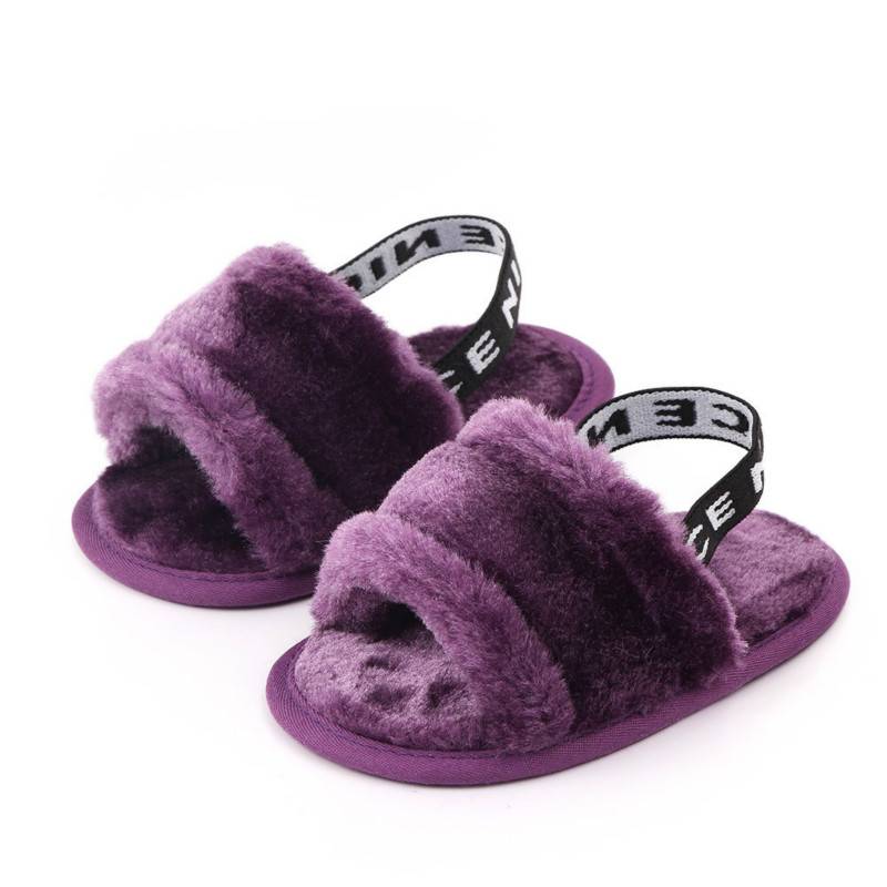 Hairy sandals, baby toddler shoes, soft bottom, breathable, cute low tube