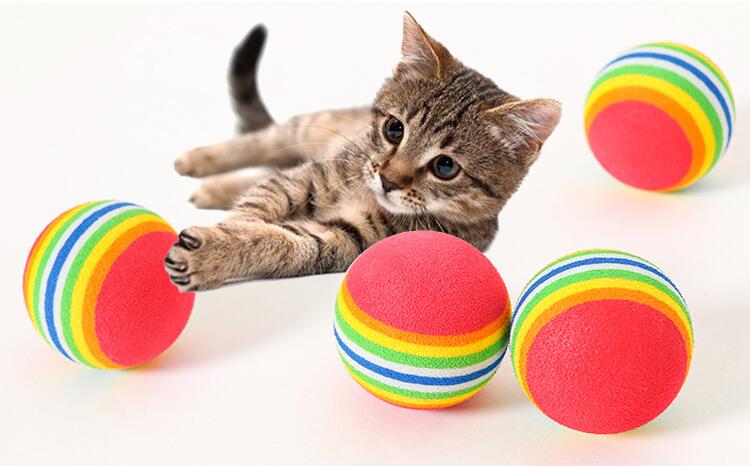 Cat Toy Rainbow Ball Environmental Protection Sponge Does Not Fade Pet Vocal Toys Tooth Cleaning Toy Ball Cats And Dogs
