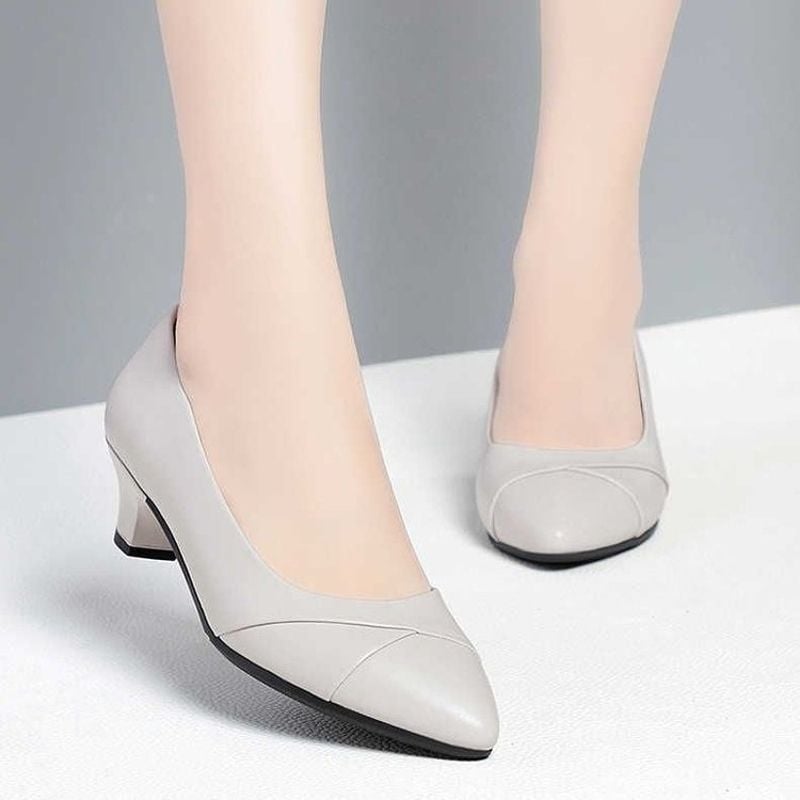 Women Cute Sweet Elegant Black Patent Leather Spring & Summer Slip on Square Heel Shoes