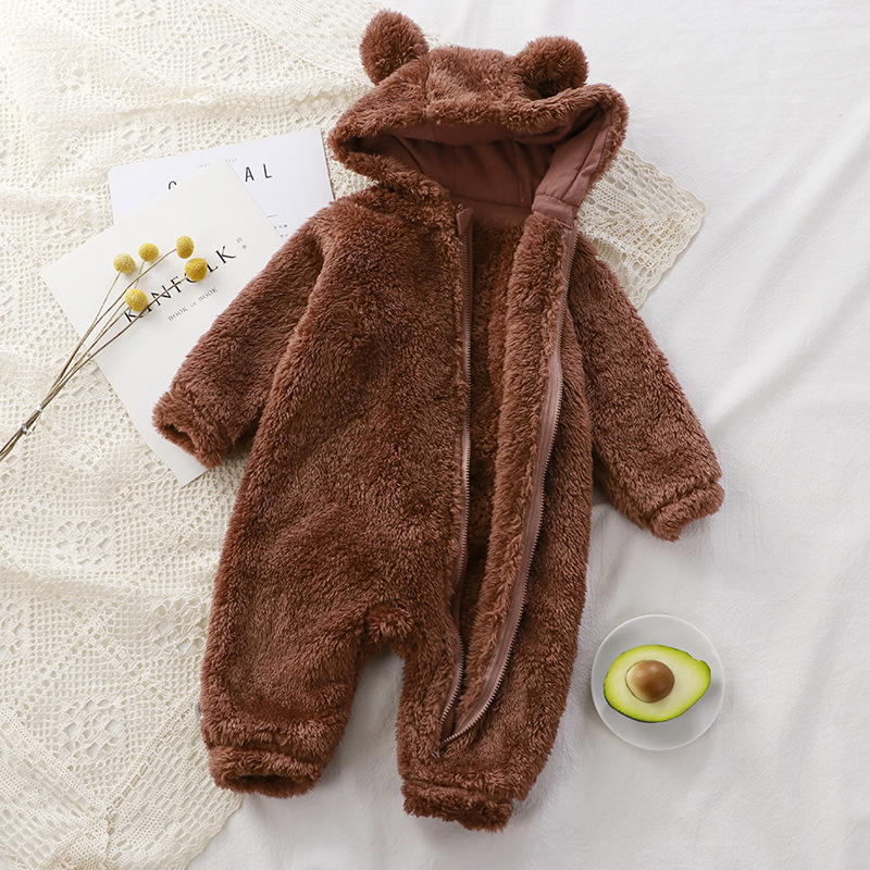 0-2Y Newborn Baby Rompers Spring Autumn Warm Fleece Baby Boys Costume Baby Girls Clothing Animal Overall Baby Outwear Jumpsuits