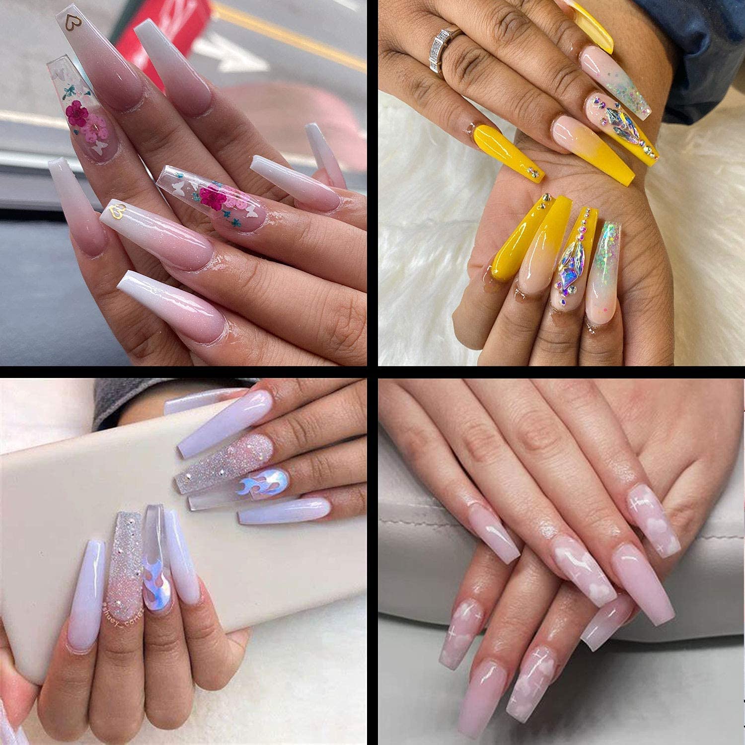 500Pcs/BoxTransparent Coffin Fake Nails capsule pour ongles Acrylic Full Cover Reusable False Nails Tips Pressed On The Nail