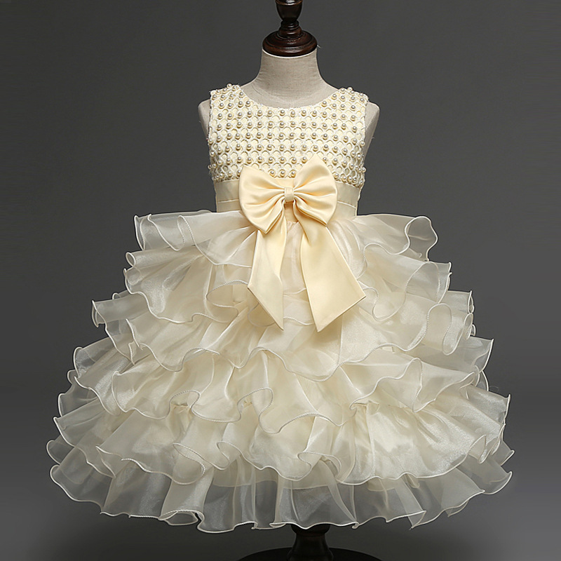 1~2 years old new summer children's skirt Korean girls flower princess dress solid color bow flower girl dress dress