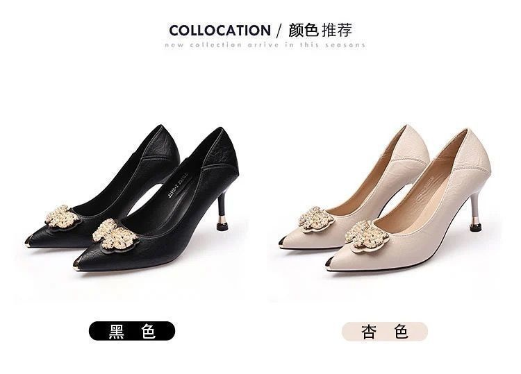 Women Fashion Elegant Black Patent Leather Slip on Stiletto Heels for Office Work Lady Classic Party Pumps