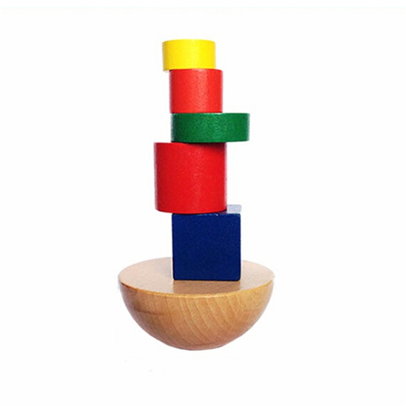 1 Set Wooden Geometric Puzzles Baby Kids Toys Montessori Balancing Game Toys for Children Educational Cognitive Learning Toys