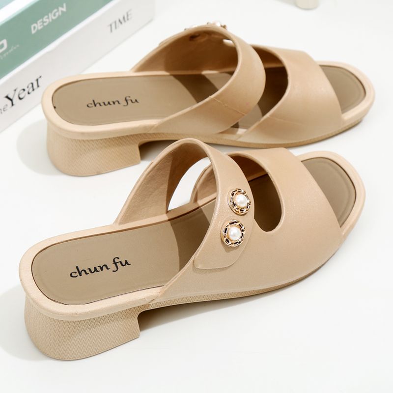 New Women's Summer Open Toe Flat Sole Slippers Thick Sole Non Slip Hollow Home Slippers Outdoor Slippers