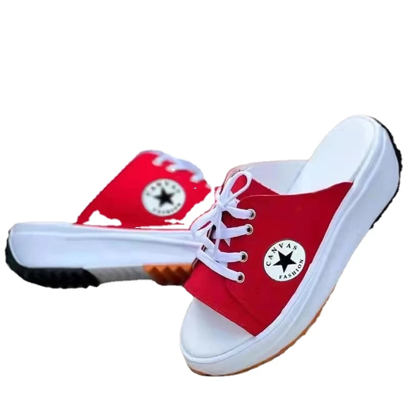 Summer New White Sneakers Women's Fashion Round Toe Fish Mouth Shoes Comfortable Beach Shoes Women's Sandals Slippers Shoes 43