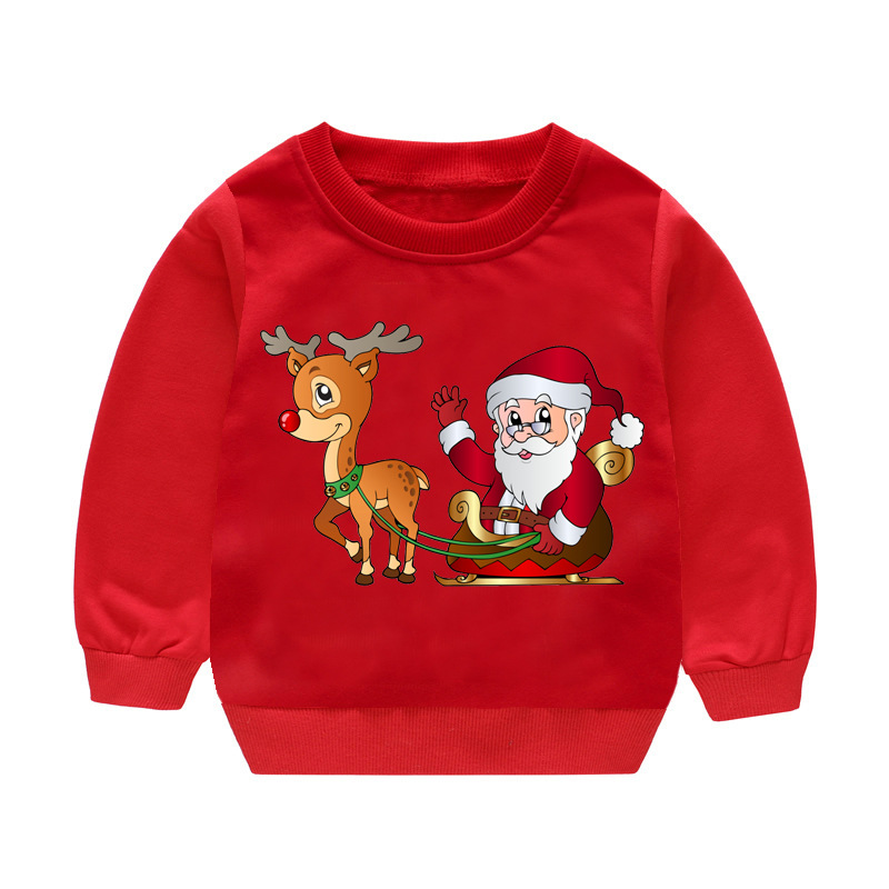 Spring Autumn Fashion Girls Santa Claus Print Sport Our Middle Hoodie Jacket Kids Long Sleeve Casual Hooded Sweatshirt