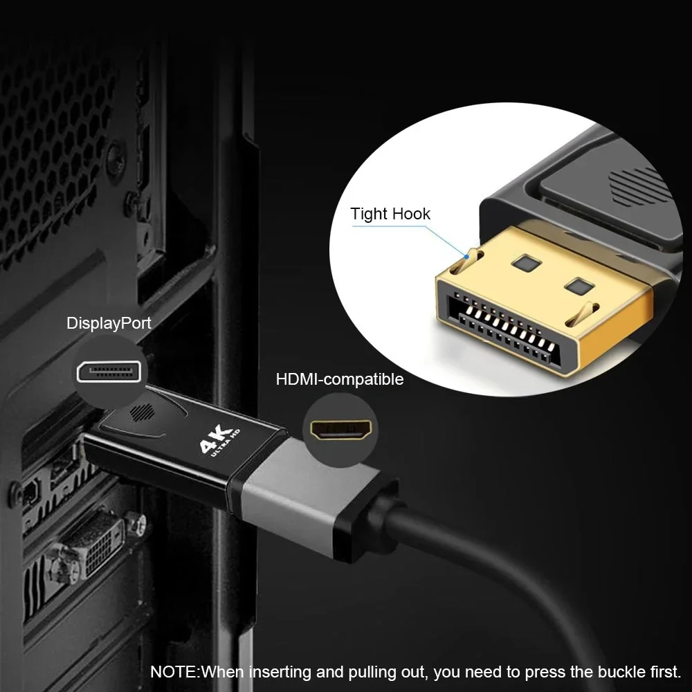 DP to HDMI-compatible Converters PC TV Projector Displayport Male to Video Female Dongle for Office Caring Computer