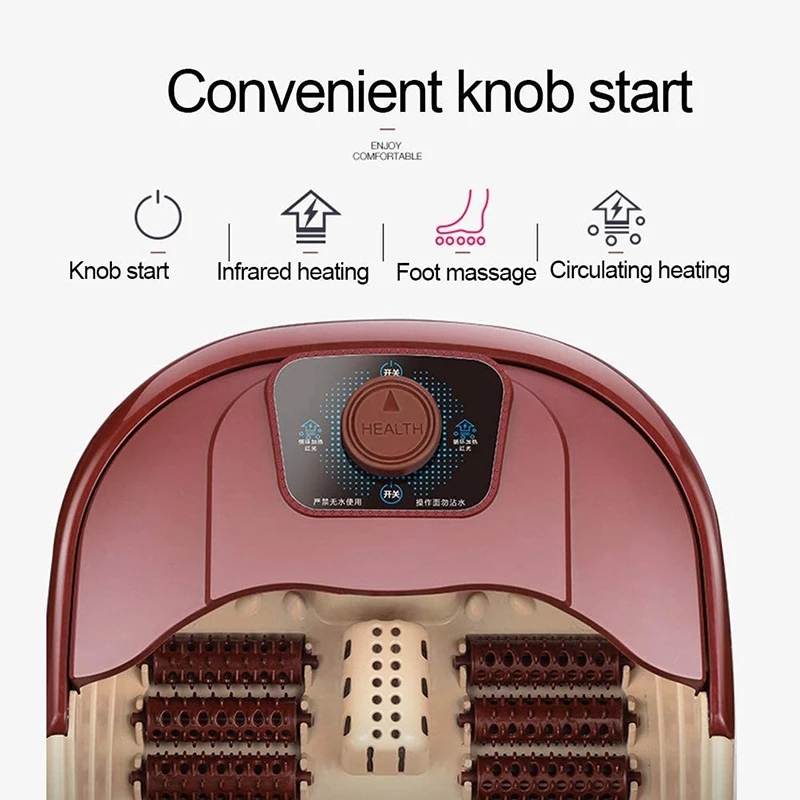 Electric Foot Spa Bath Massager Machine Foot Roller Massage Magnetic Field Infrared Heat Heated Therapy for Stress Relief
