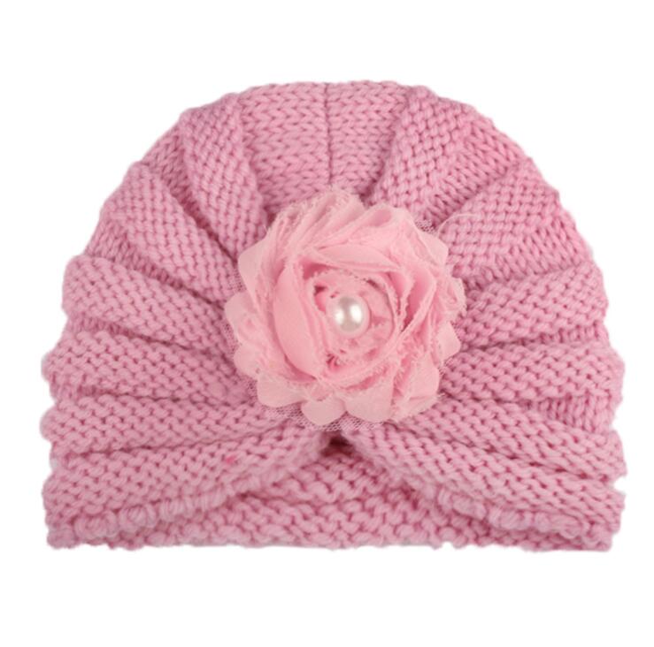 New popular baby hat children's wool CHIFFON FLOWER knitted hat outdoor Baotou hat