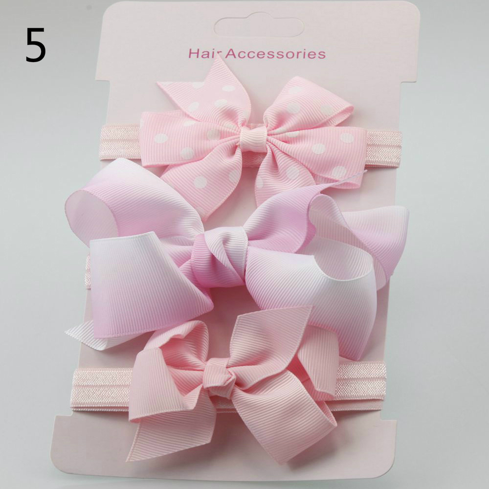 Children's Hair Accessories Bow Hair Three-piece Baby Headband Card Suit