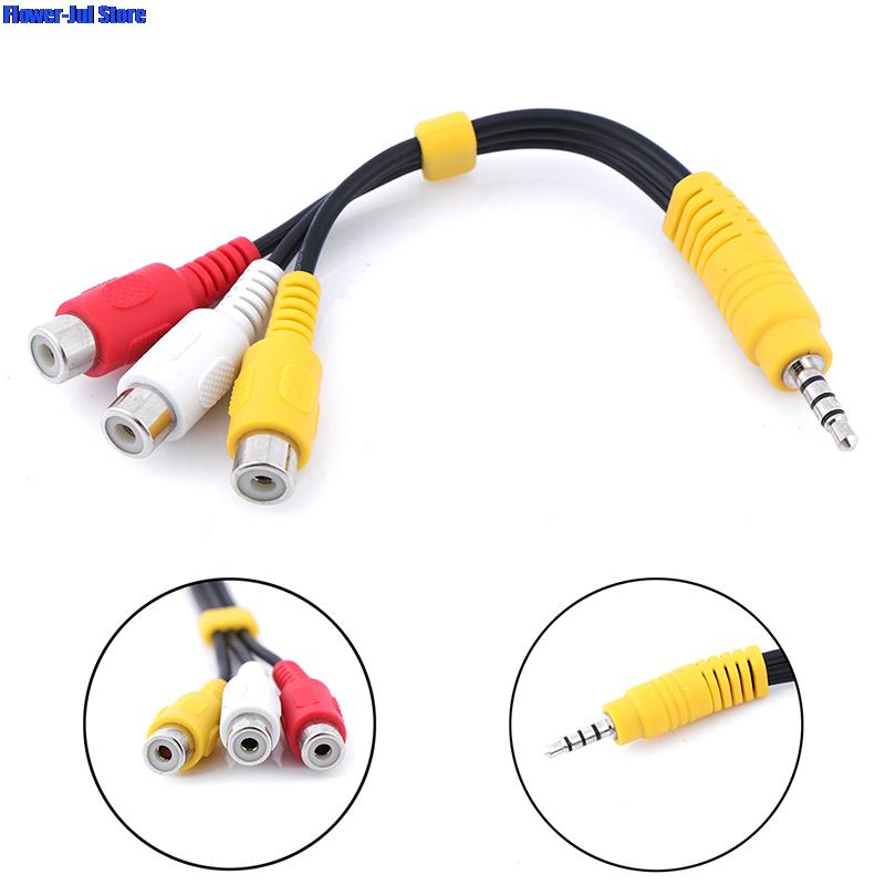 3.5mm Aux Male Stereo to 3 RCA Female Audio Video AV Adapter Cable for High-Performance Video and Audio Playback 1pcs 1PCS Black