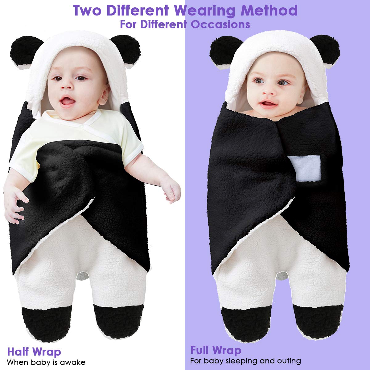 Newborn Baby Girls Boys Winter Fleece Warm Sleeping Bag Cotton Pure Color Swaddle Solid Sleepwear