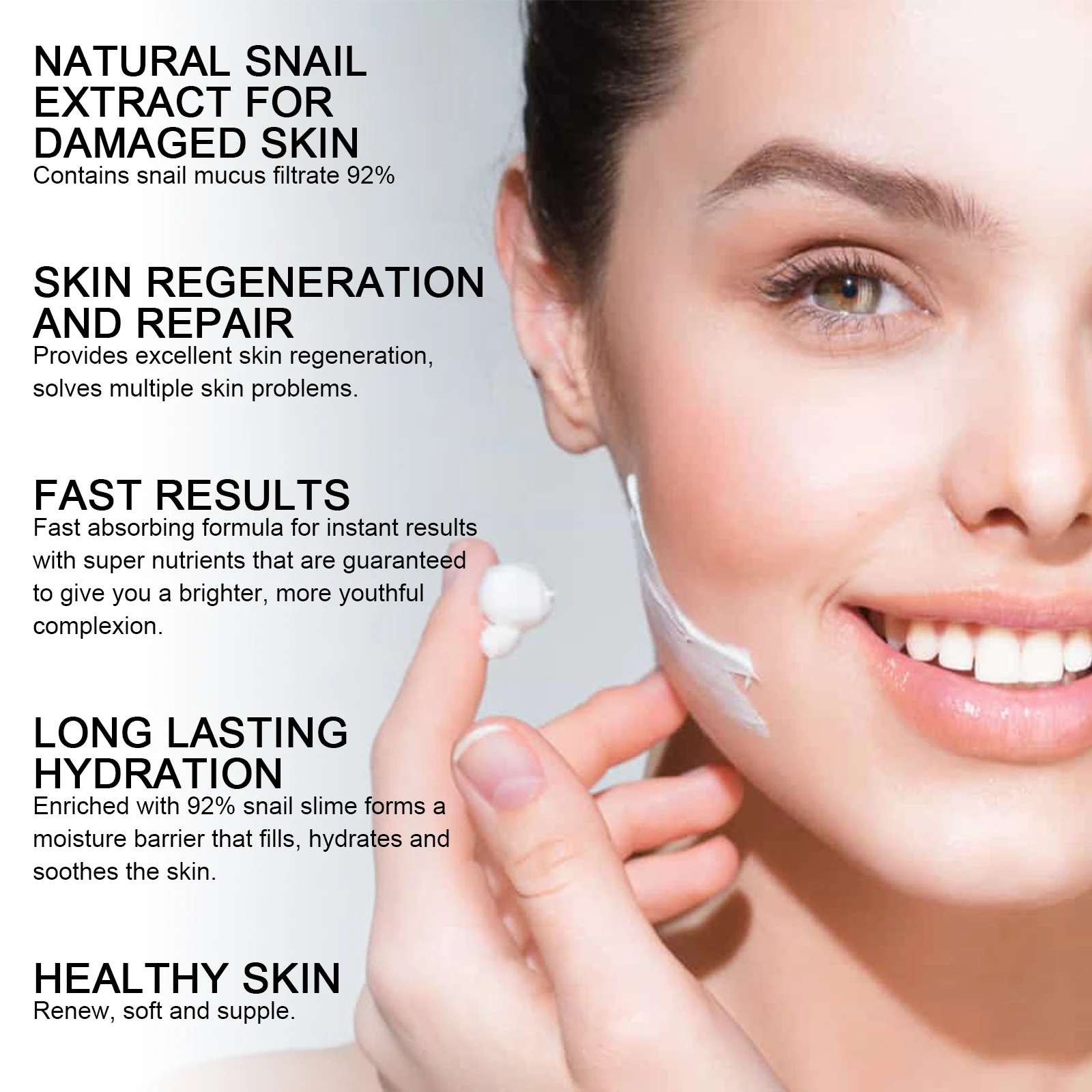 Collagen Snail Mucin 92% Repair Face Cream Repairing Lift Firm Anti-aging Fade Fine Lines Acne Treatment Brightening Skin Care