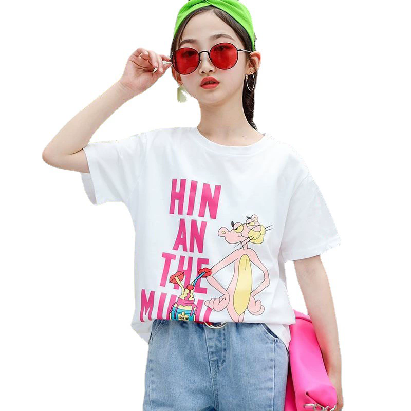 Children Letter Long T-Shirts Summer Tops Short Sleeve Clothing Kids Tees Dress for Girls 8 12 11 13 Teenage girl Clothes