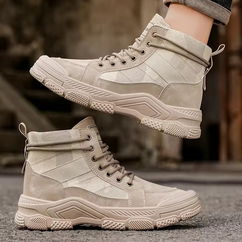 Fashion Men's Casual Ankle Boots Outdoor Walking Sneakerse Hiking Shoes Lace-up Leisure Boots Lightweight Breathable Work Boots