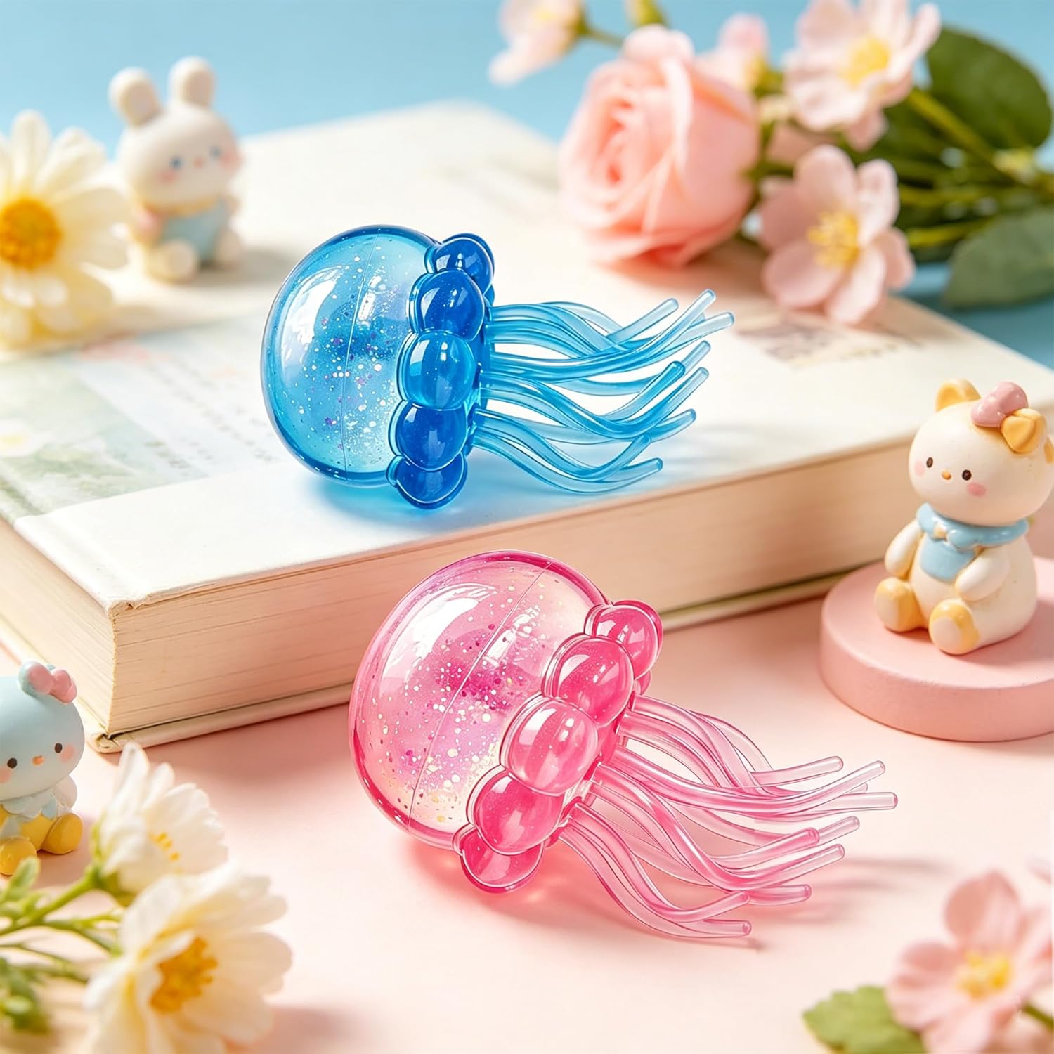 2Pcs Jellyfish Squeeze Toys, Drop Malt Sugar Balls Relieve Stress, Fidget Toy with a Super Solid for Kids, Sensory Toys for Anxiety and Stress Relief,