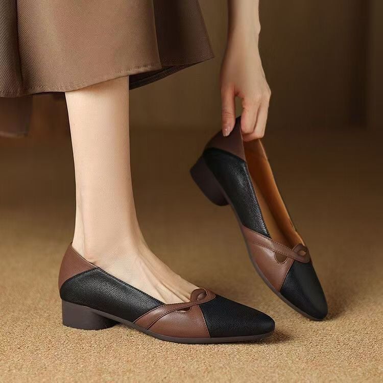 Women's PU Shallow Pointed Toe Low Top Shoes Low Heel Rubber Flat Sole Lightweight Non-Slip Comfort Casual Daily Shoes