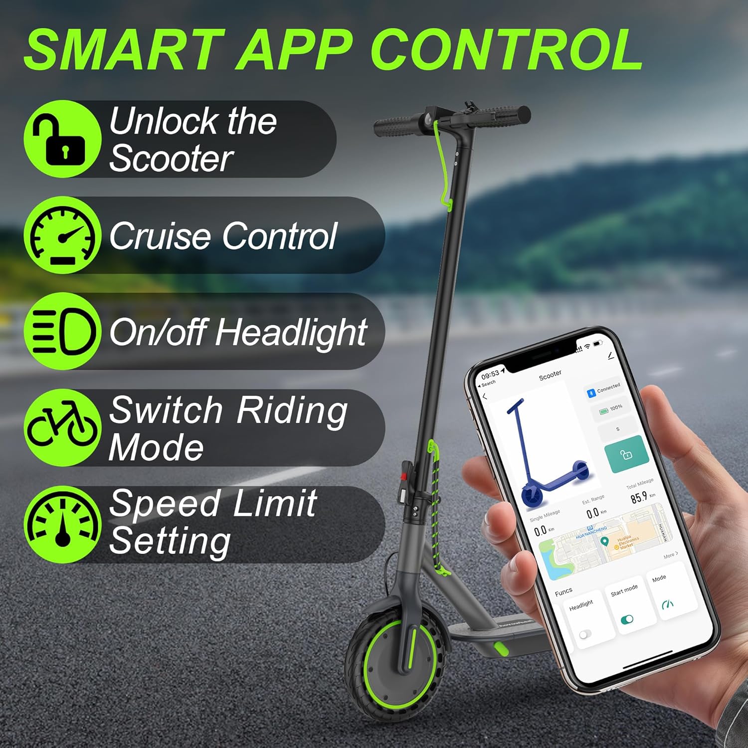 Aovowheel Electric Scooter for Adults, Folding E Scooter with 250W-500W Motor 16-24 Mph Top Speed, Max 15-60Miles Long Range,Commuting Scooters with 6