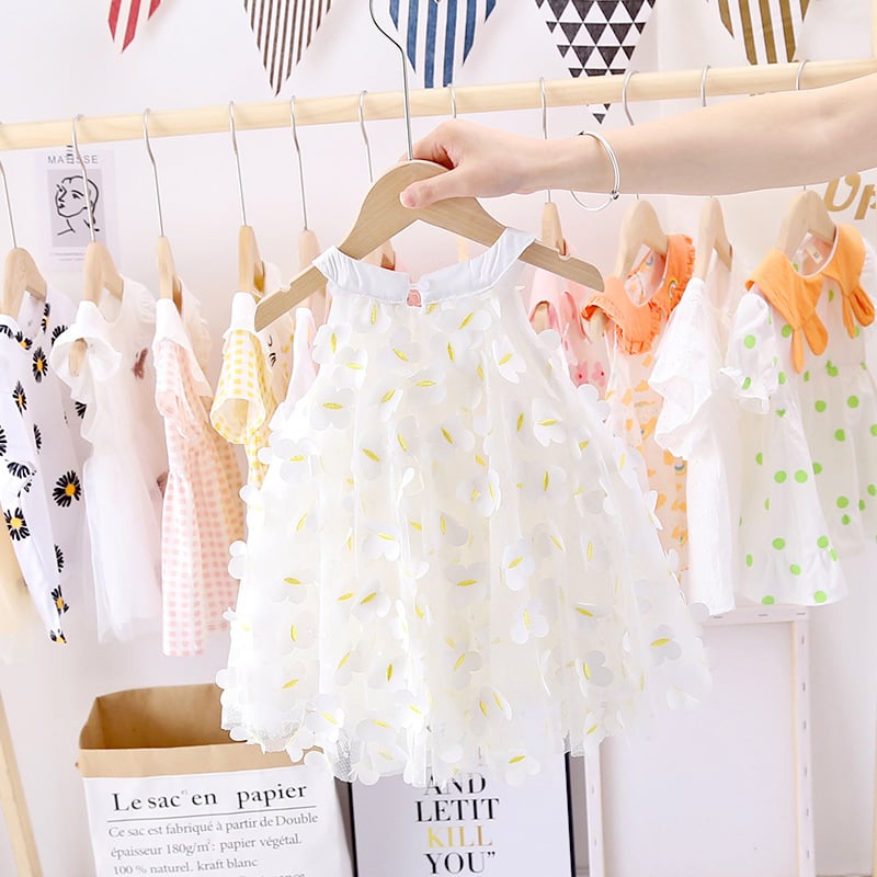 Girls princess dress summer dress new foreign girl children's dress fluffy yarn children's dress