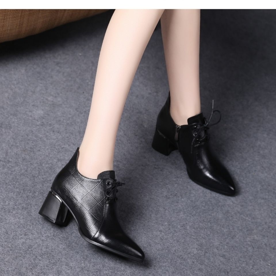 Winter Women Boots Thick Heel Flat Shoes Anti-slip Women Ankle Boots Autumn Fashion Leather Boots