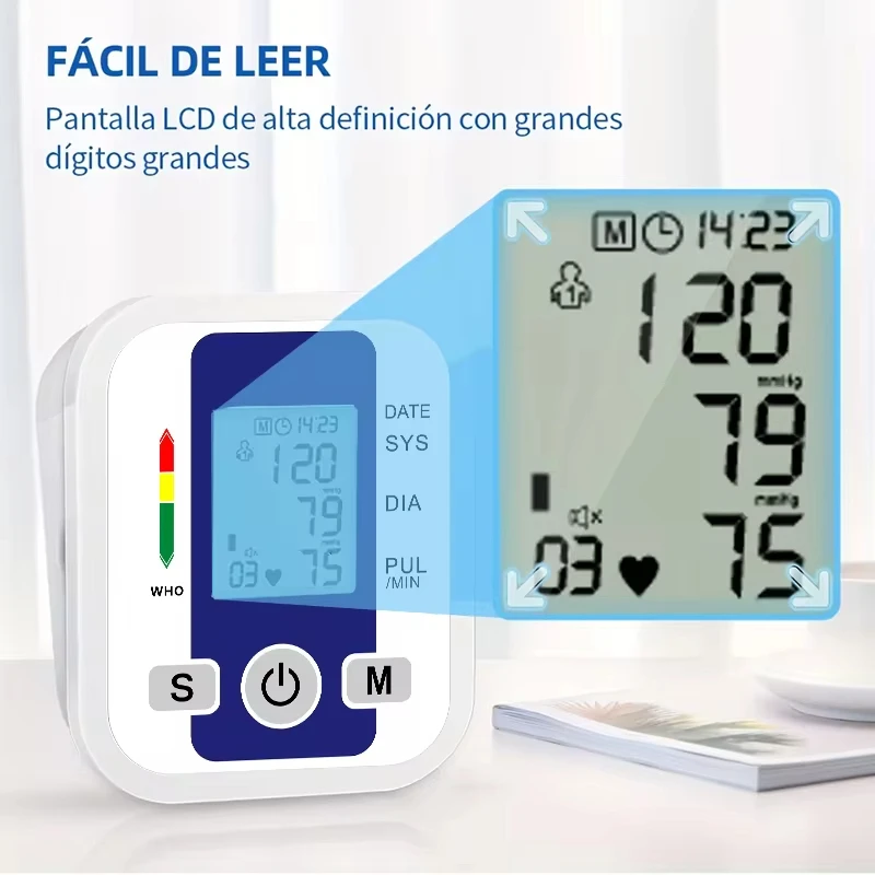 Portable Tonometer Digital Tensiometer Heart Rate Monitor Arm Blood Pressure Monitor BP Equipment Automatic Professional Medical